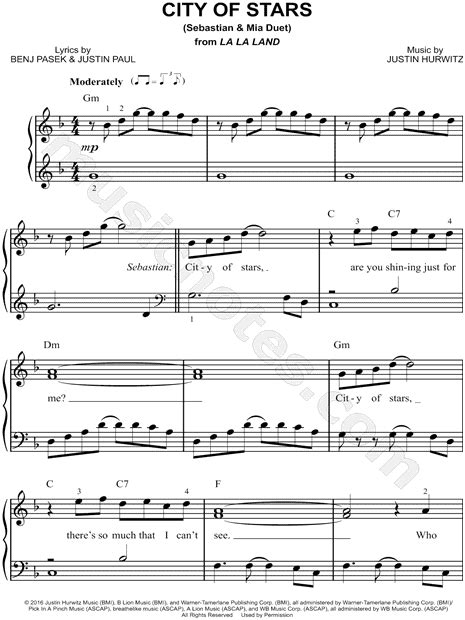city of stars sebastian & mia duet sheet music